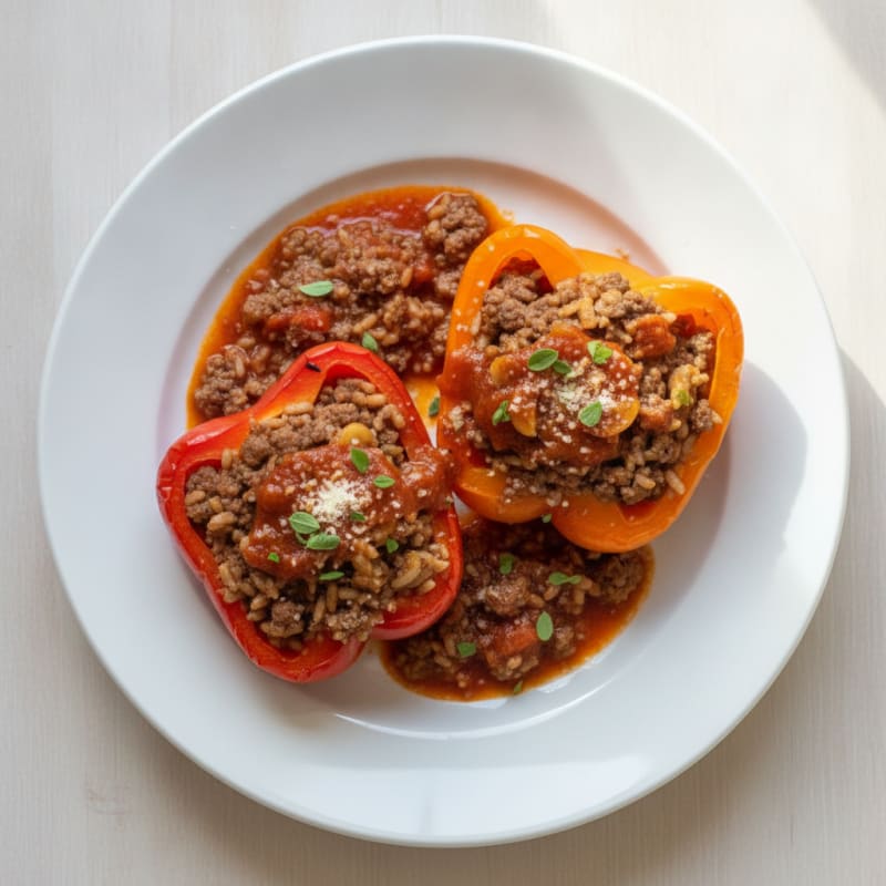 Beef and Rice Stuffed Bell Peppers