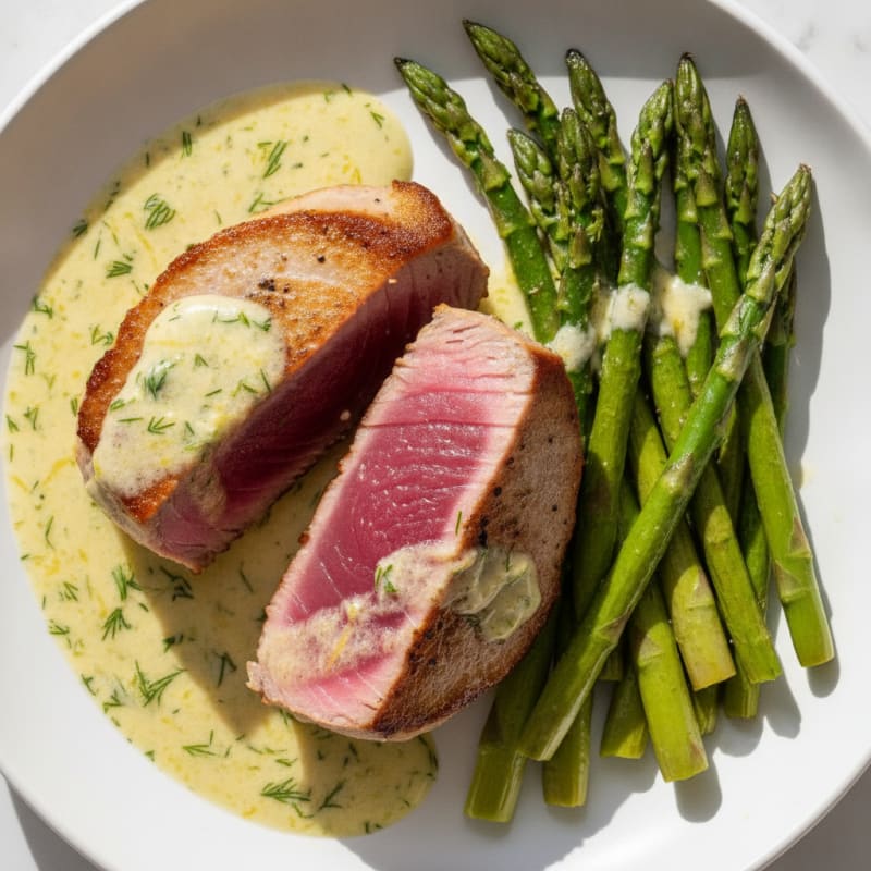 Pan-Seared Tuna with Lemon-Dill Sauce