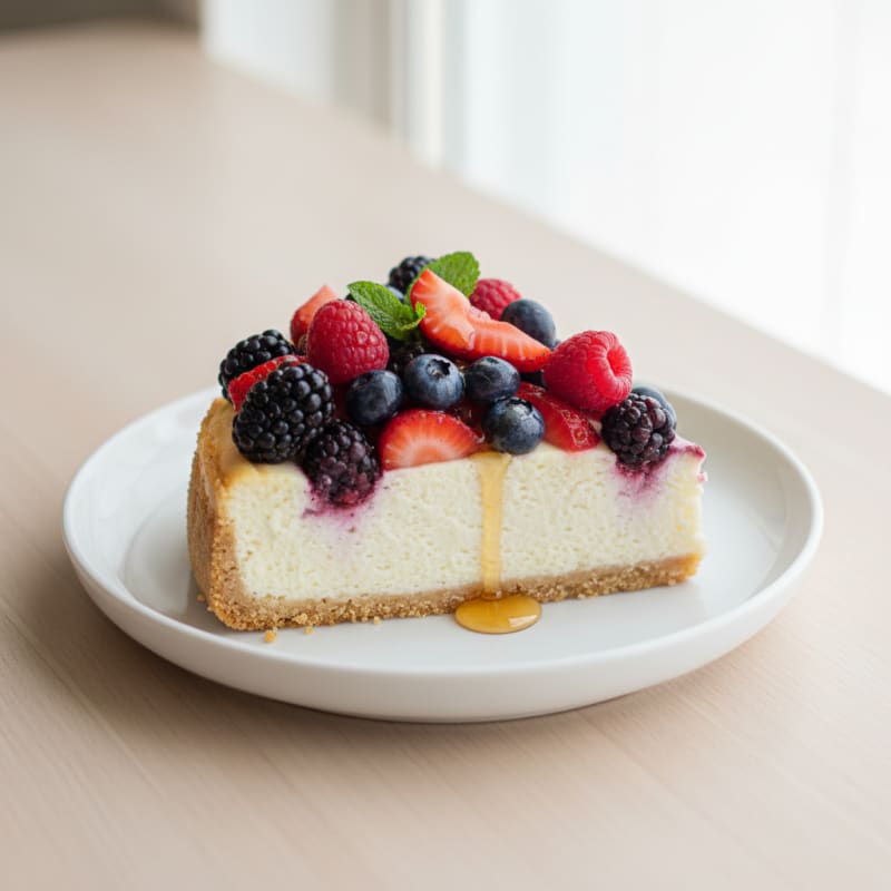 Greek Yogurt Protein Cheesecake with Mixed Berries