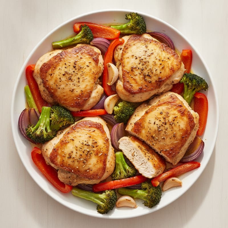 Pan-Seared Chicken Thighs with Roasted Vegetables