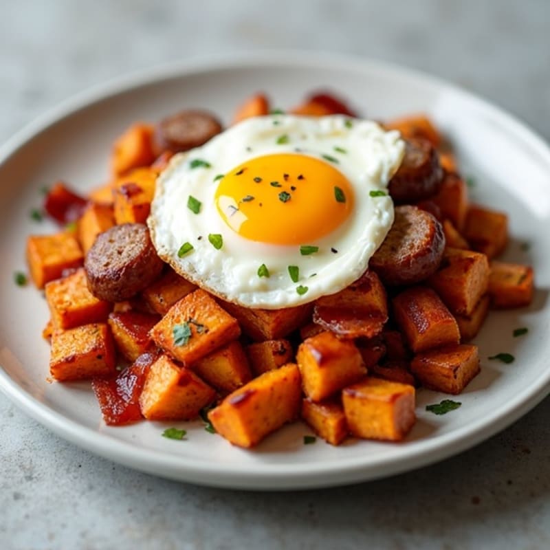 Crispy Roasted Sweet Potatoes with Bacon and Creamy Cheese
