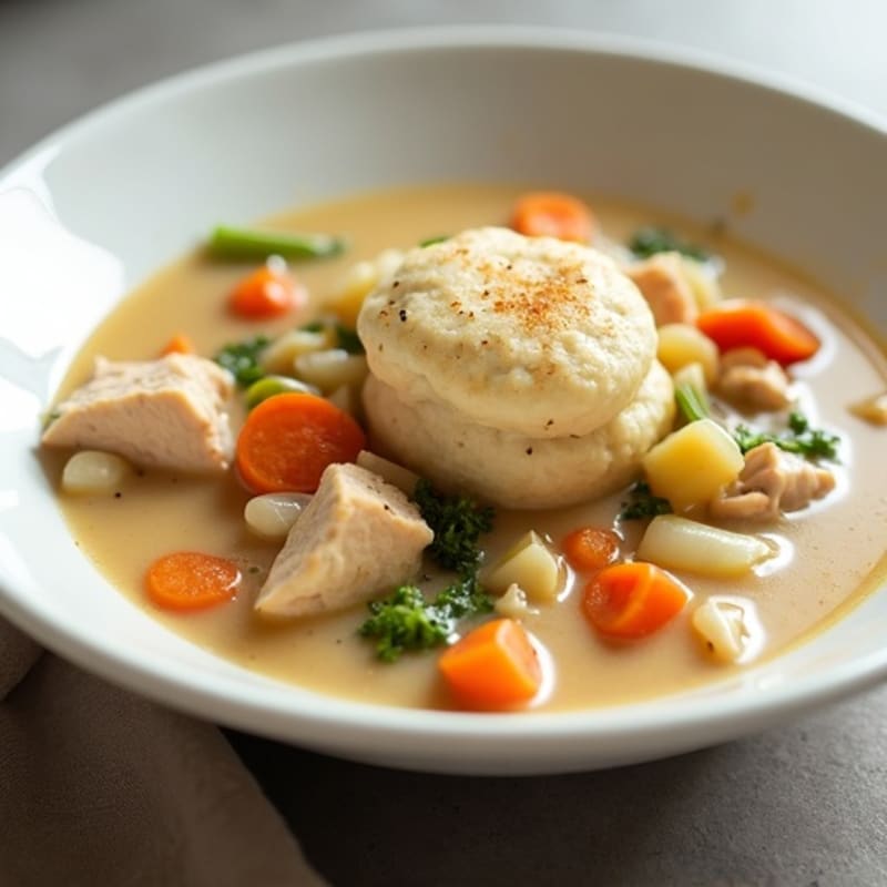 Creamy Chicken and Vegetable Stew with Fluffy Dumplings