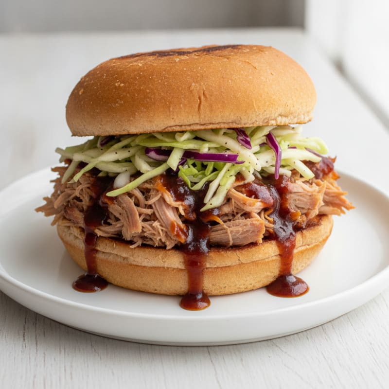 Slow-Cooked Pulled Pork Sandwich with Slaw