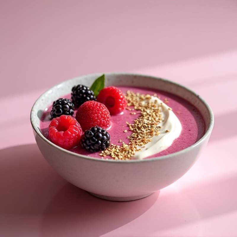 Silken Tofu Protein Smoothie Bowl with Berries and Hemp Seeds