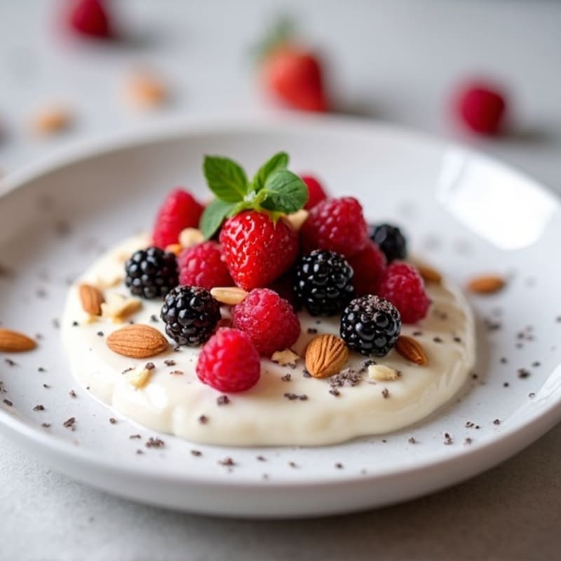 Silky Greek Yogurt Protein Pudding with Mixed Berries