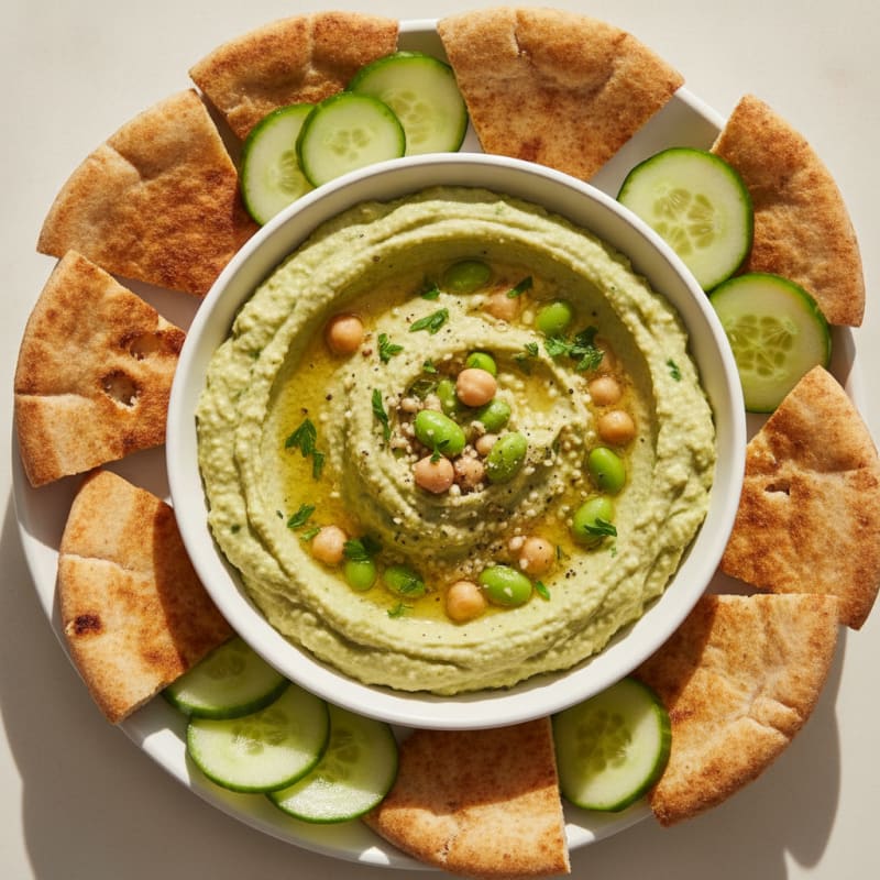 Lemon-Garlic Hummus with Toasted Pita