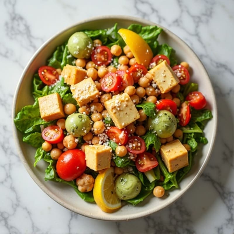 Chickpea Veggie Salad with Lemon Tahini Dressing