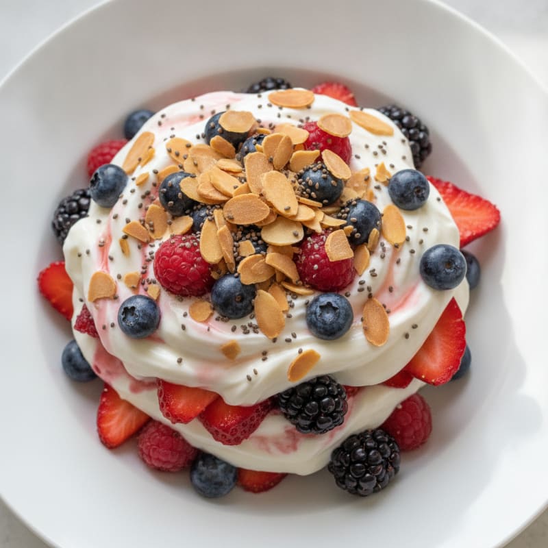 Greek Yogurt Protein Parfait with Mixed Berries