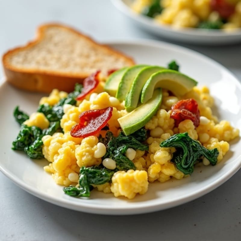 Egg White and Spinach Scramble with Turkey Bacon