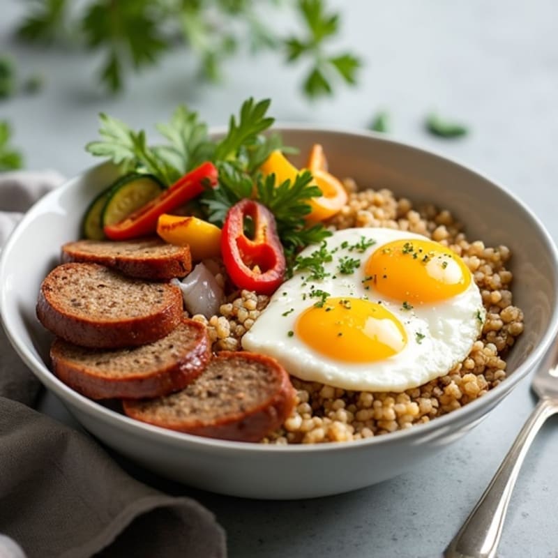 Ground Turkey and Roasted Vegetable Power Bowl