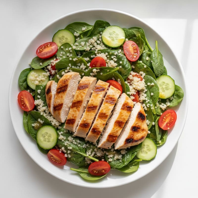 Grilled Chicken and Quinoa Spinach Salad