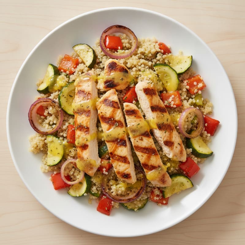 Grilled Chicken and Quinoa Salad with Roasted Vegetables