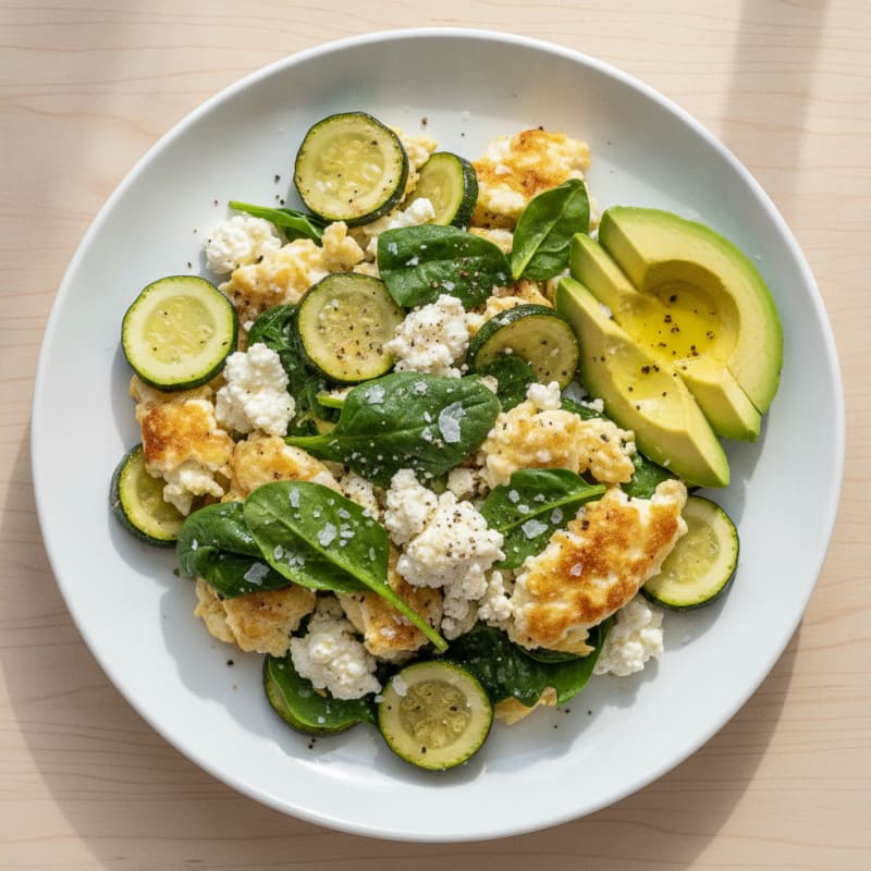Egg White Scramble with Spinach and Zucchini