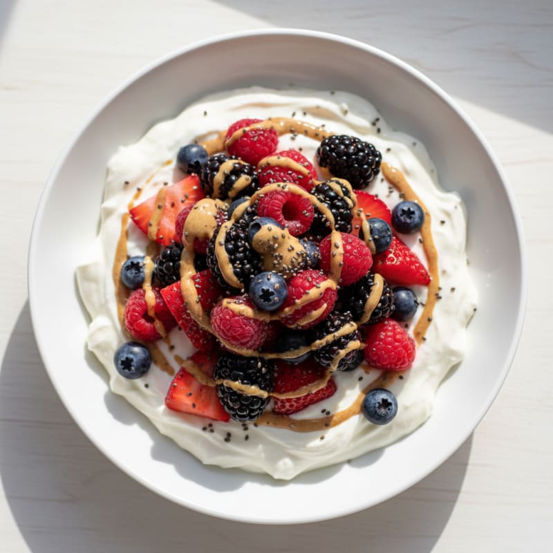 Silky Greek Yogurt Protein Pudding with Berries
