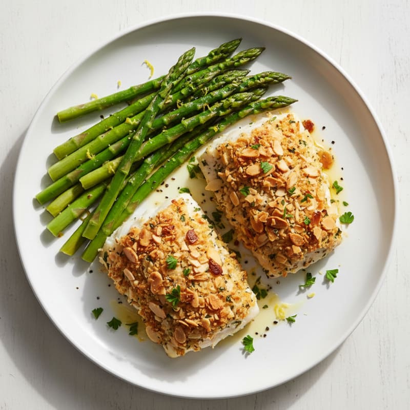 Crispy Lemon-Herb Baked Cod with Asparagus