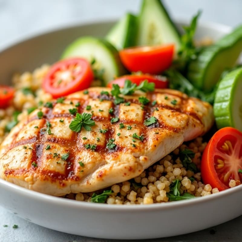 Grilled Chicken Breast with Fresh Tomato Quinoa Salad