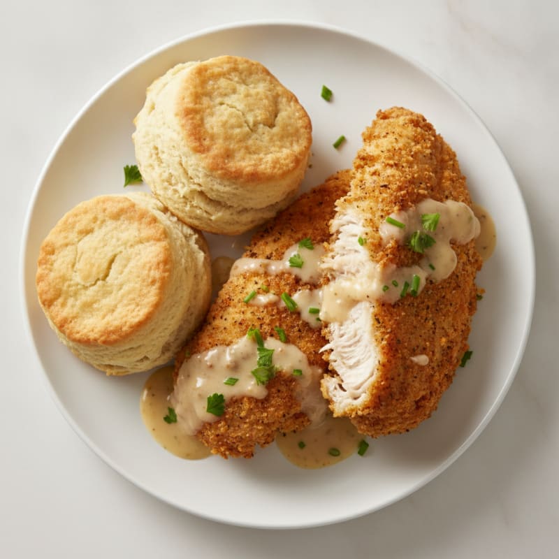 Buttermilk Fried Chicken with Flaky Biscuits