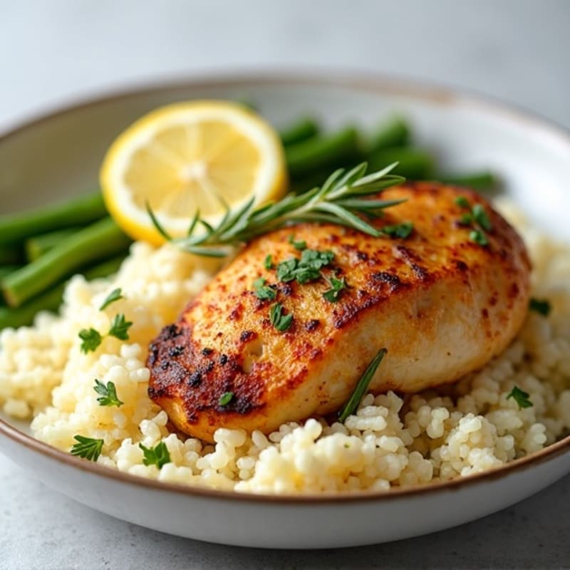 Herb-Roasted Chicken with Fluffy Cauliflower Rice