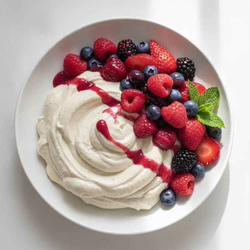 Greek Yogurt Protein Mousse with Mixed Berries