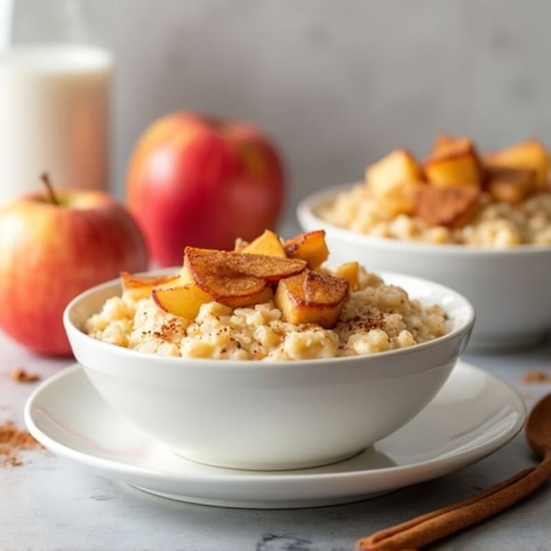 Creamy Whey Protein Oatmeal with Sautéed Apples and Cinnamon