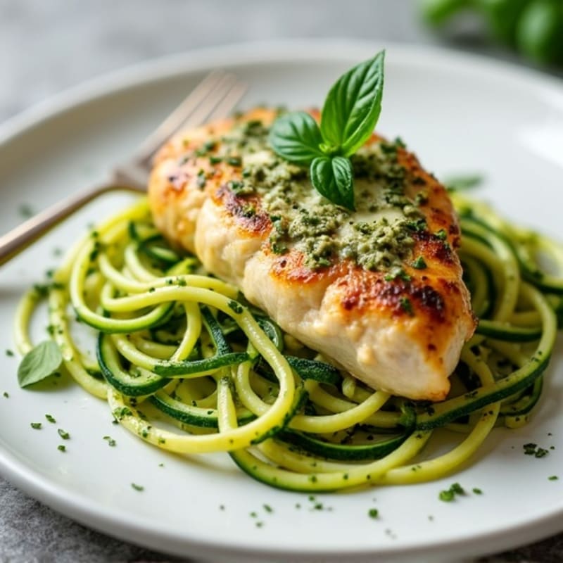 Creamy Pesto Chicken with Zucchini Noodles
