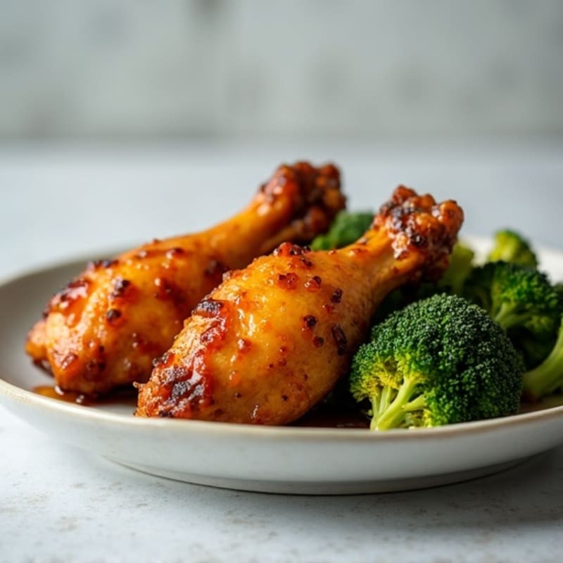 Crispy Baked Honey Garlic Chicken Wings with Roasted Broccoli