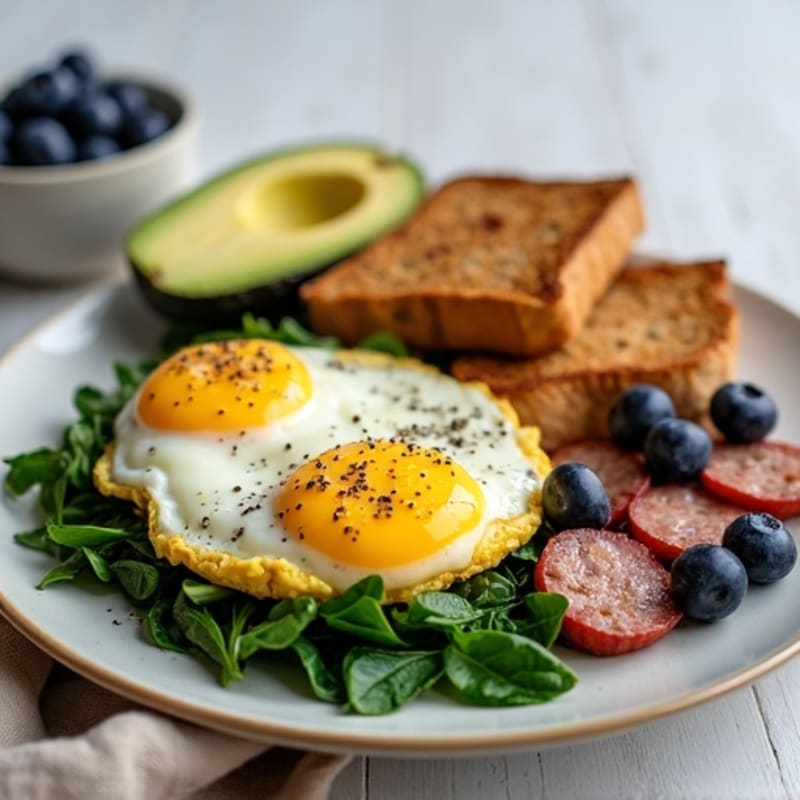 Egg White Scramble with Sautéed Spinach and Turkey Sausage