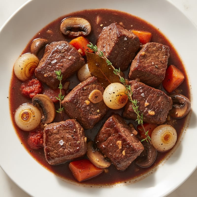 Classic Beef Bourguignon with Pearl Onions