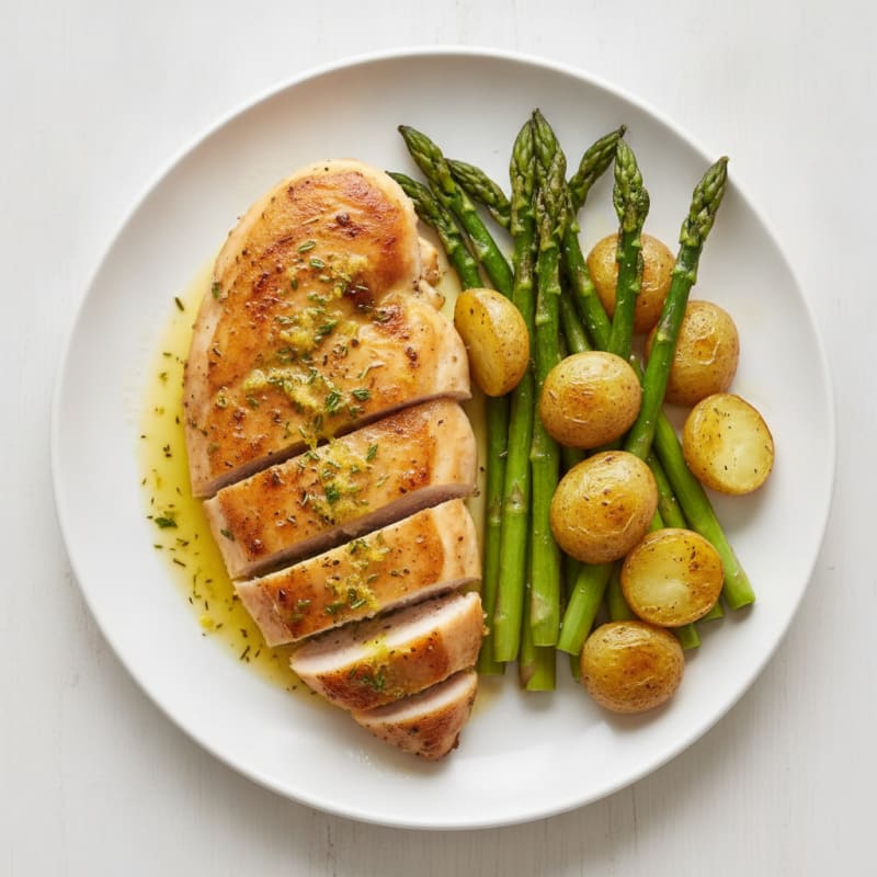 Lemon Herb Roasted Chicken with Asparagus