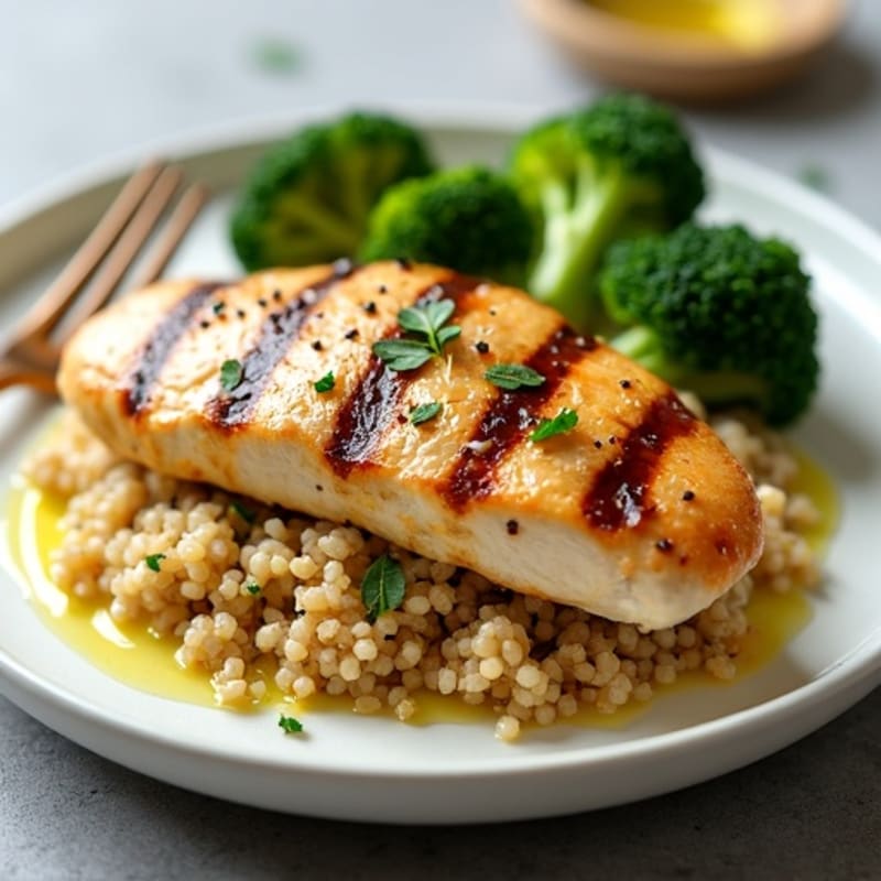 Grilled Chicken Breast with Quinoa and Steamed Broccoli