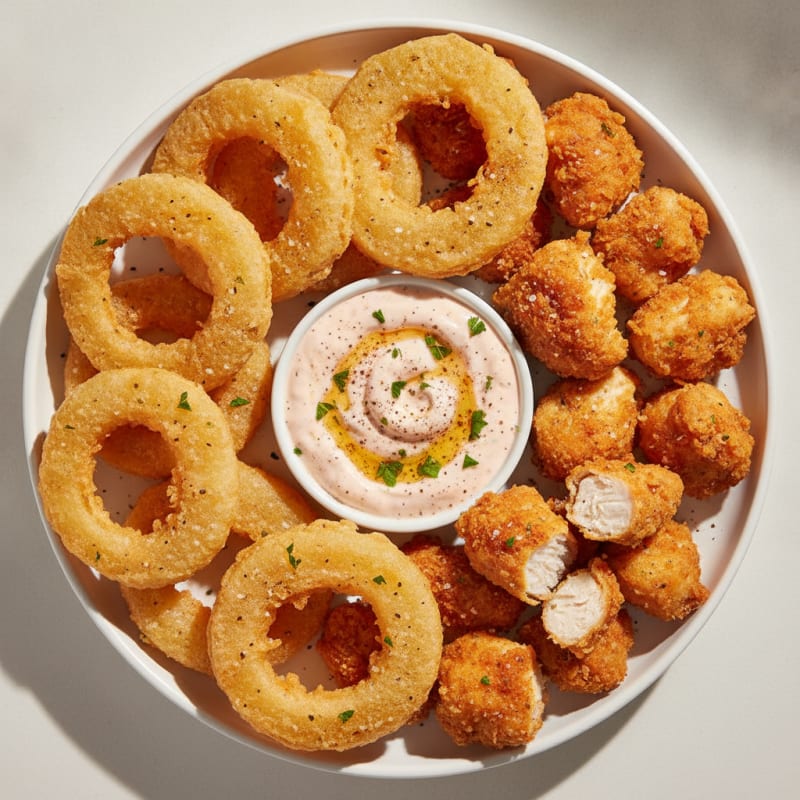 Beer-Battered Onion Rings with Zesty Dip