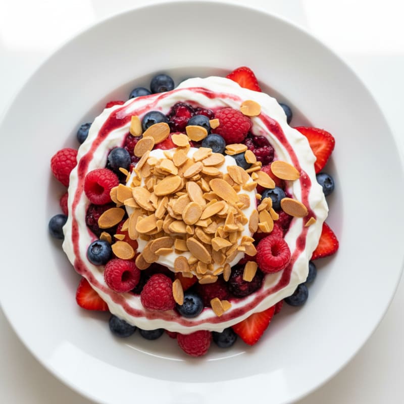 Greek Yogurt Protein Parfait with Almonds and Berries