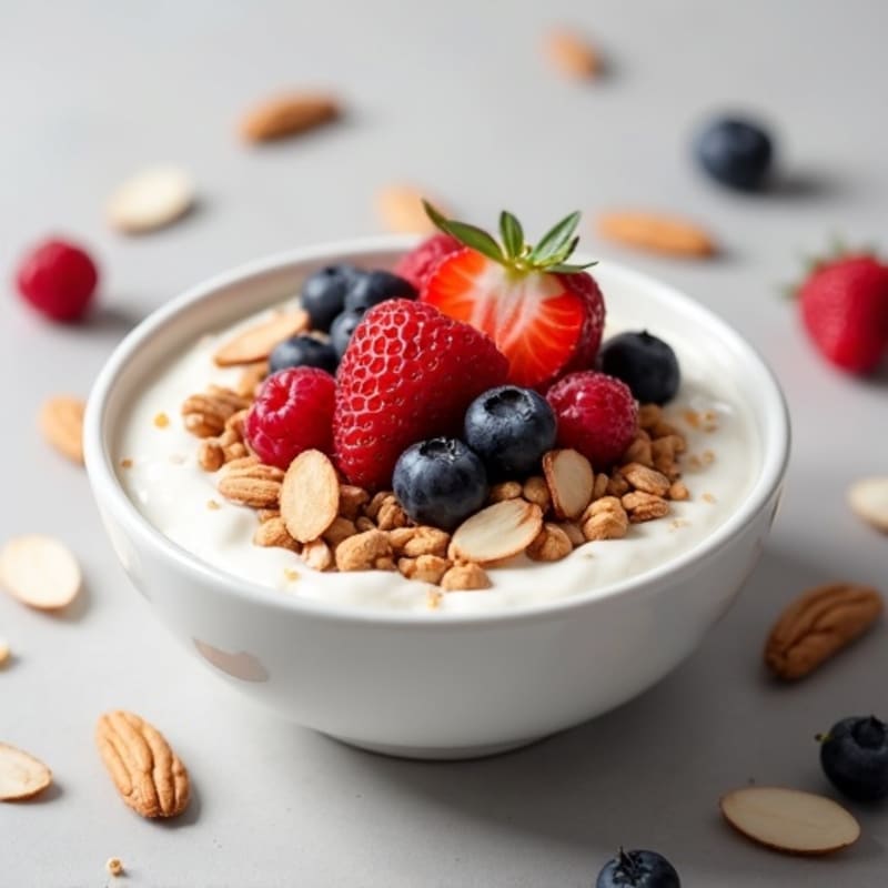 Creamy Greek Yogurt Bowl with Fresh Berries and Crunchy Nuts