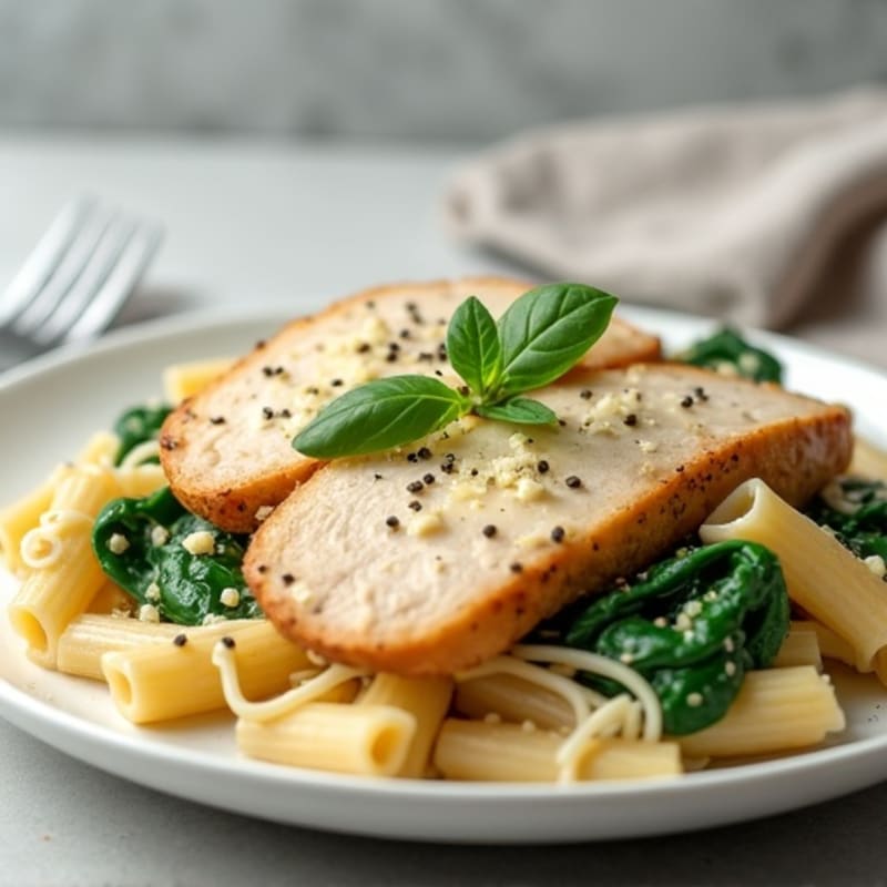 Creamy Chicken and Spinach Whole Wheat Pasta