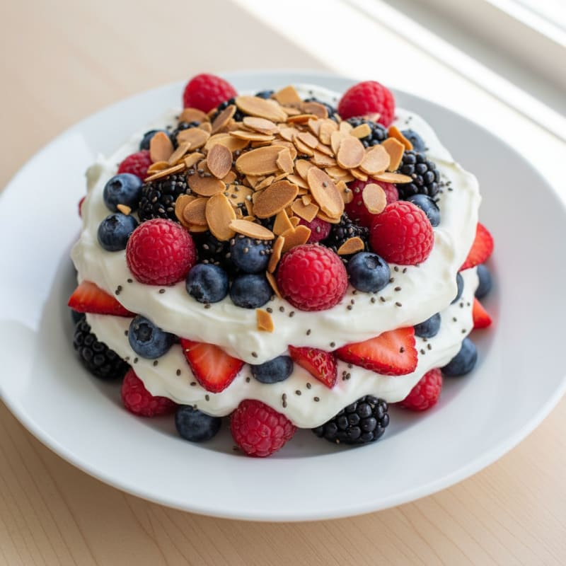 Greek Yogurt Protein Parfait with Mixed Berries