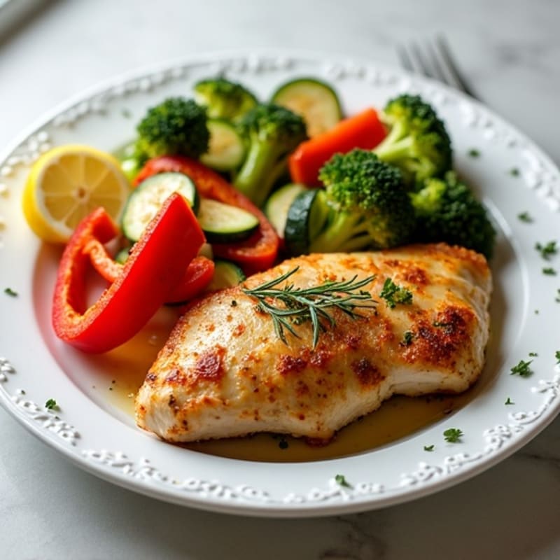 Crispy Lemon Herb Roasted Chicken with Roasted Vegetables
