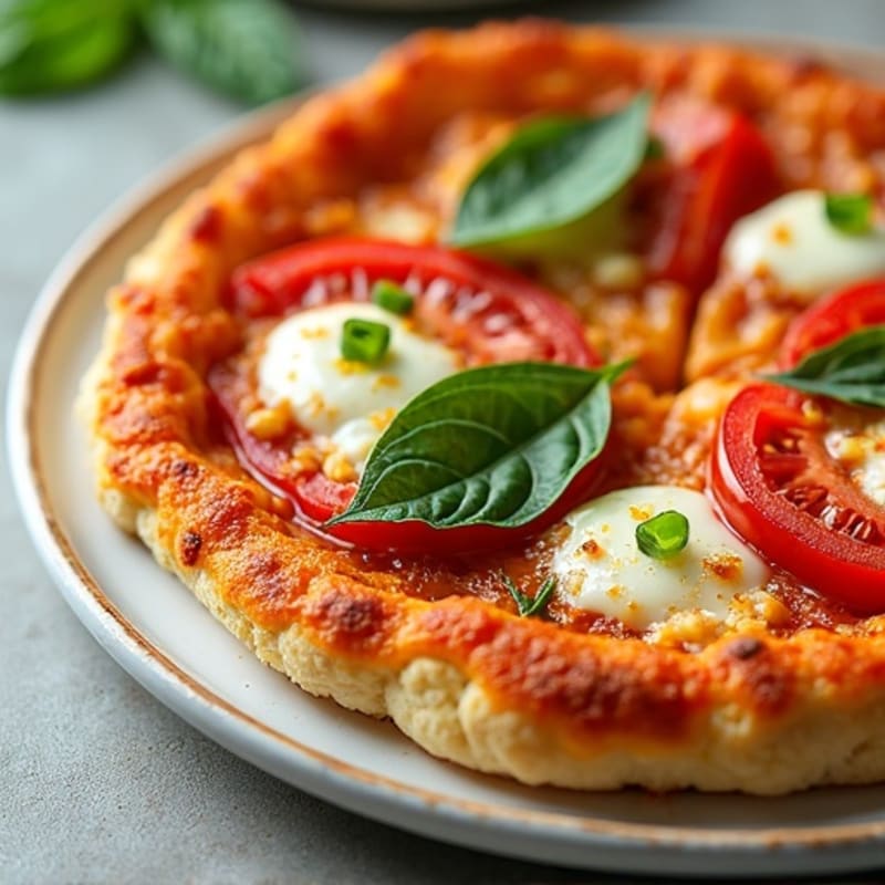 Crispy Cauliflower Crust Pizza with Fresh Tomato and Basil
