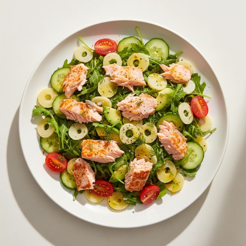 Flaked Salmon Hearts of Palm Salad
