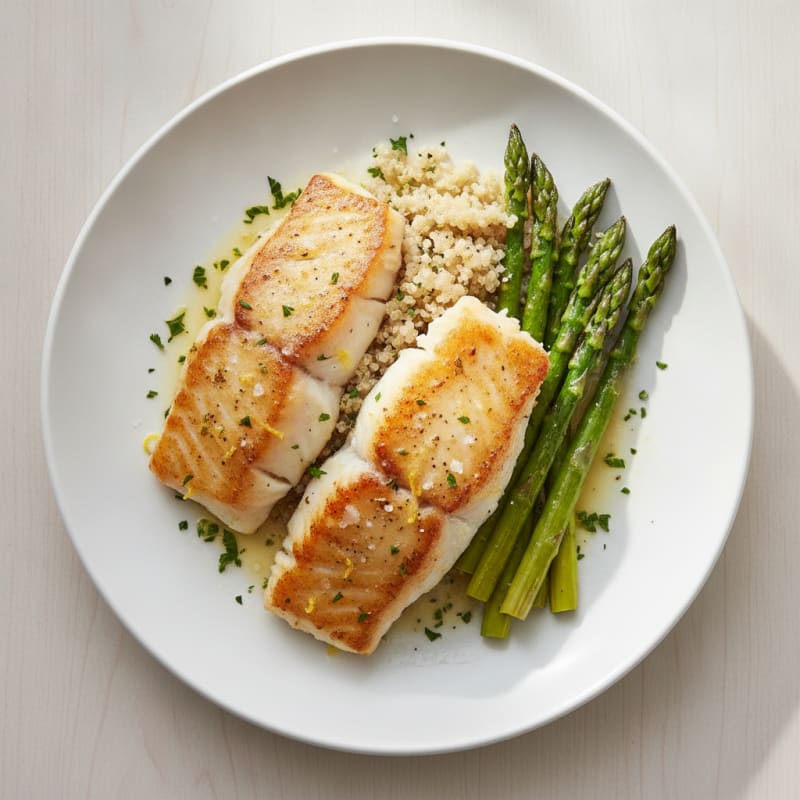 Pan-Seared Cod with Roasted Asparagus
