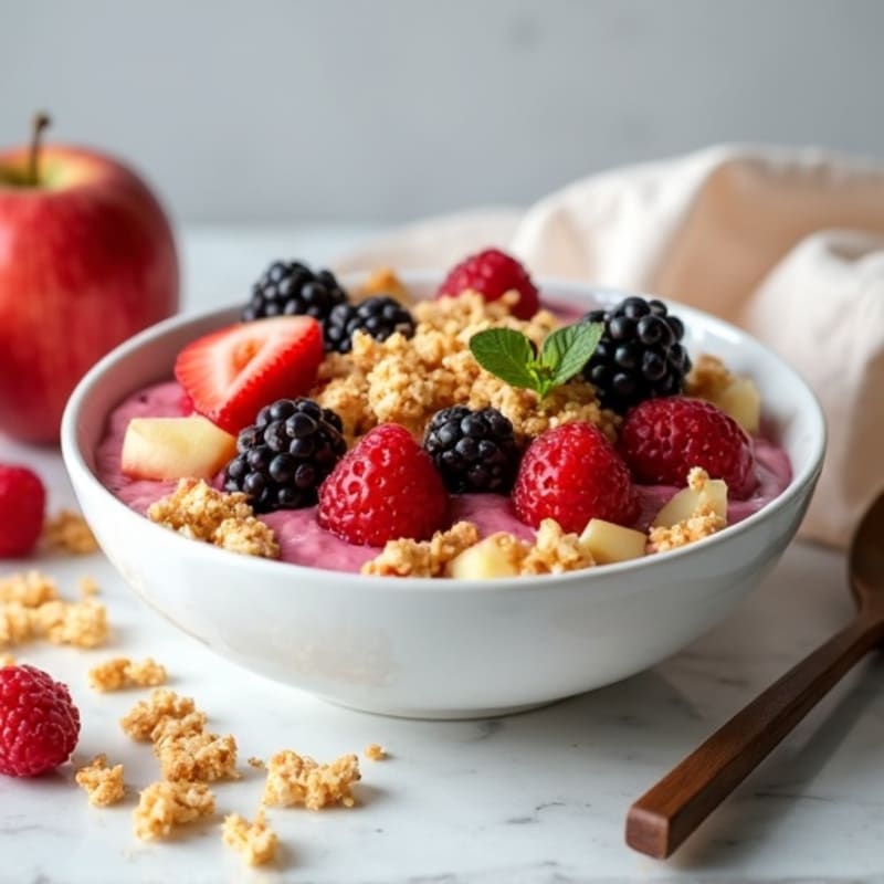 Fresh Berry-Apple Protein Yogurt Bowl with Crunchy Granola