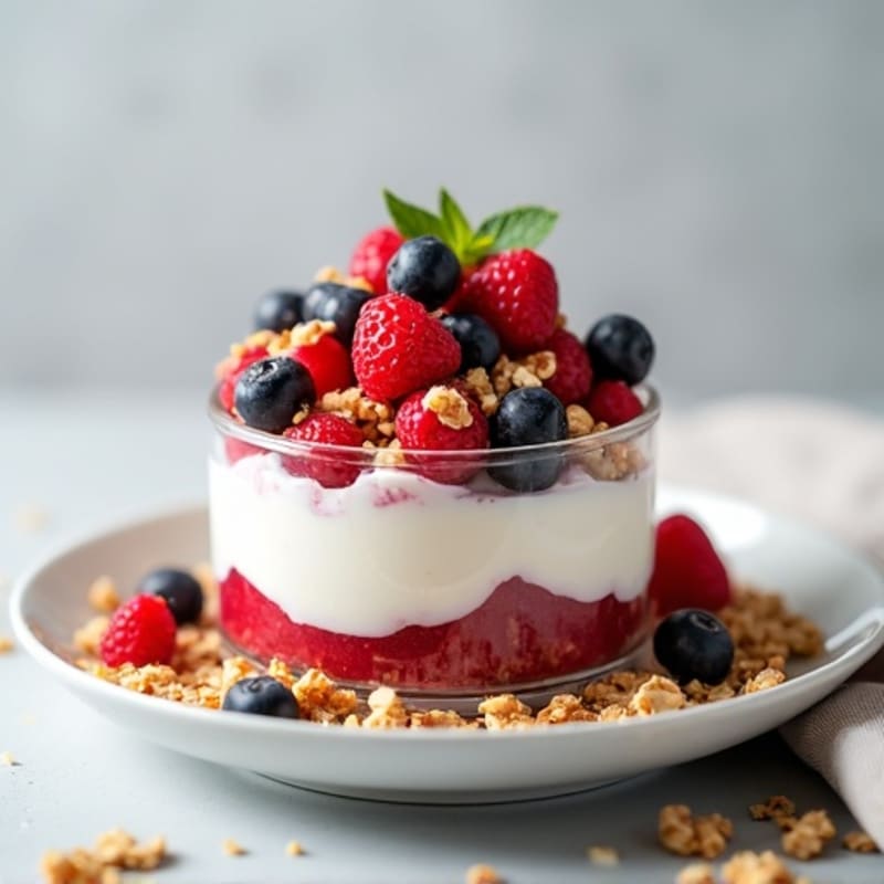 Greek Yogurt Protein Parfait with Mixed Berries and Almonds