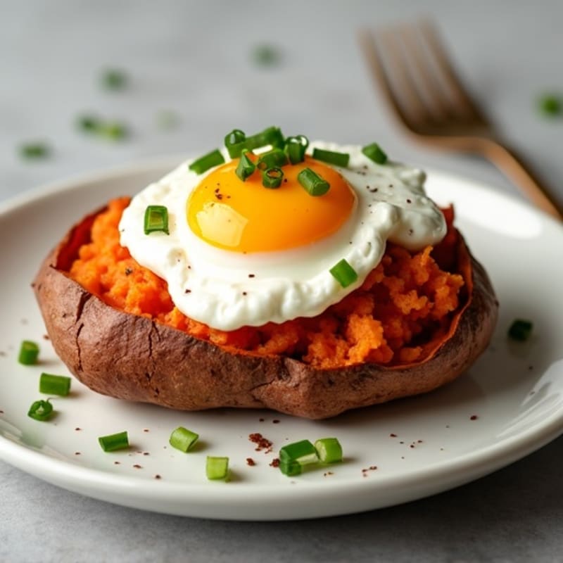 Crispy-Skin Loaded Sweet Potato with Greek Yogurt