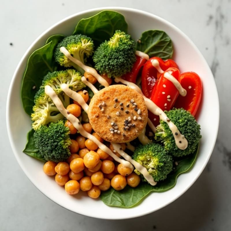 Crispy Chickpea & Roasted Veggie Buddha Bowl with Creamy Tahini