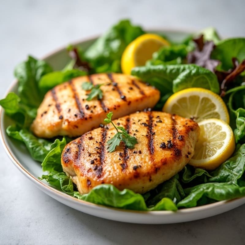 Grilled Lemon Chicken Breast with Crisp Mixed Greens