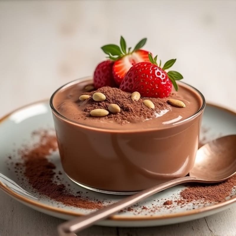 Silky Chocolate Protein Pudding with Toasted Pumpkin Seeds