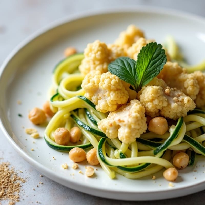 Creamy Cashew Cauliflower Alfredo with Zucchini Noodles