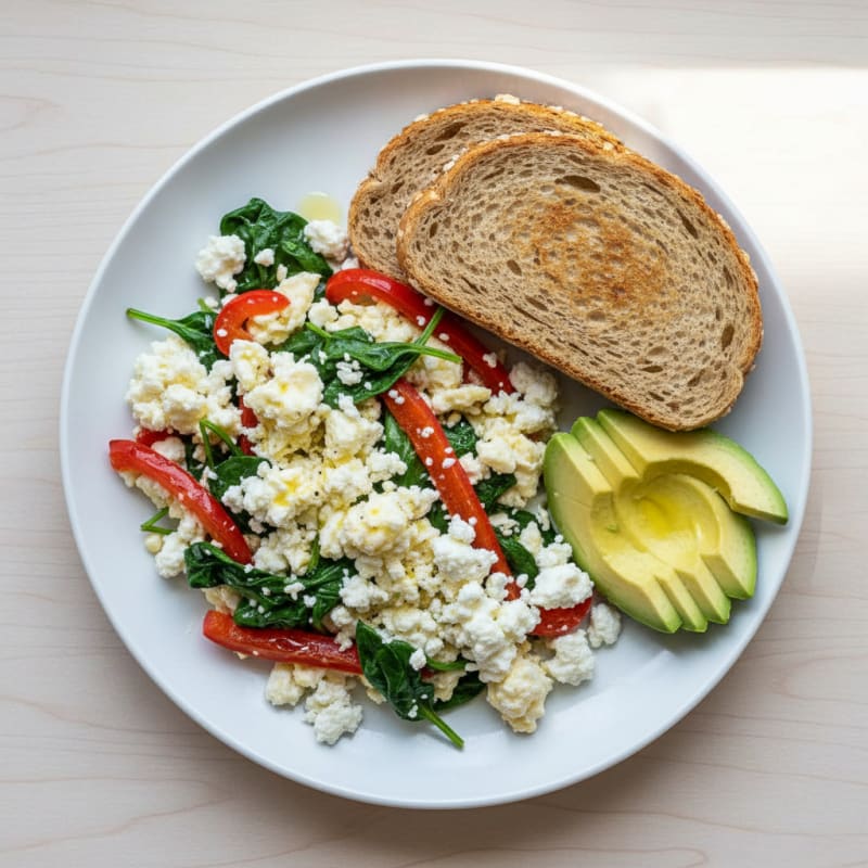 Egg White Veggie Scramble with Cottage Cheese