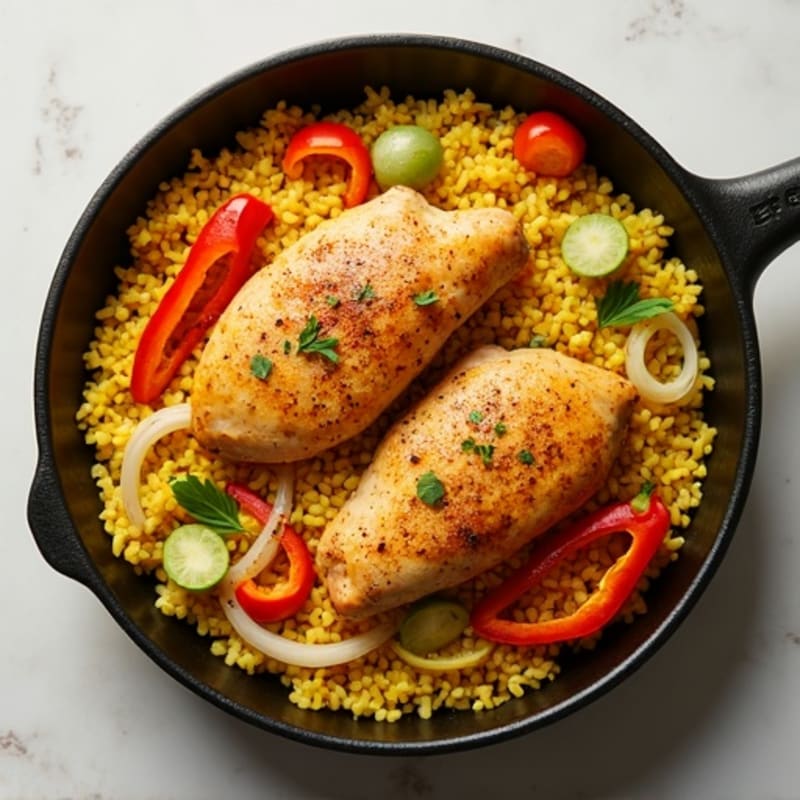 Saffron Chicken and Yellow Rice Skillet