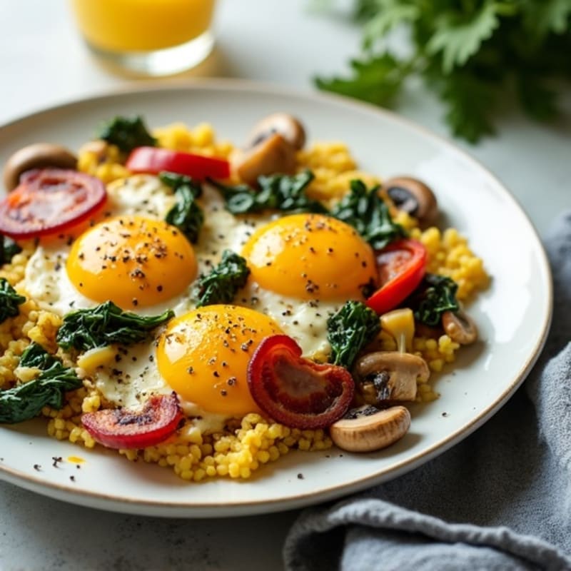 Egg White Veggie Scramble with Turkey Bacon