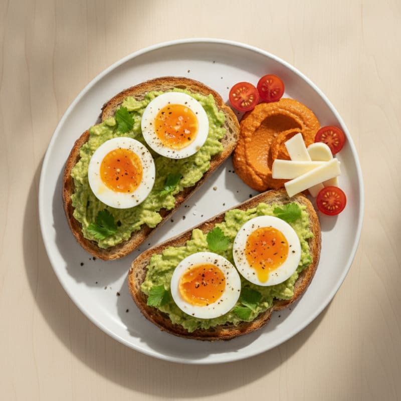 Avocado Sourdough Toast with Jammy Eggs